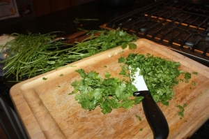 Chop up your cilantro - I usually use a full bundle. But I'm crazy like that.